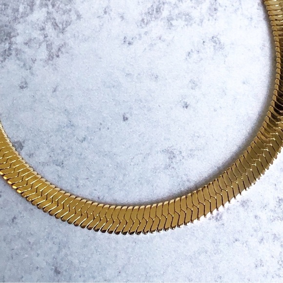 Jennifer Zeuner Necklace Flat Gold Herringbone Chain Revolve New - Picture 3 of 13